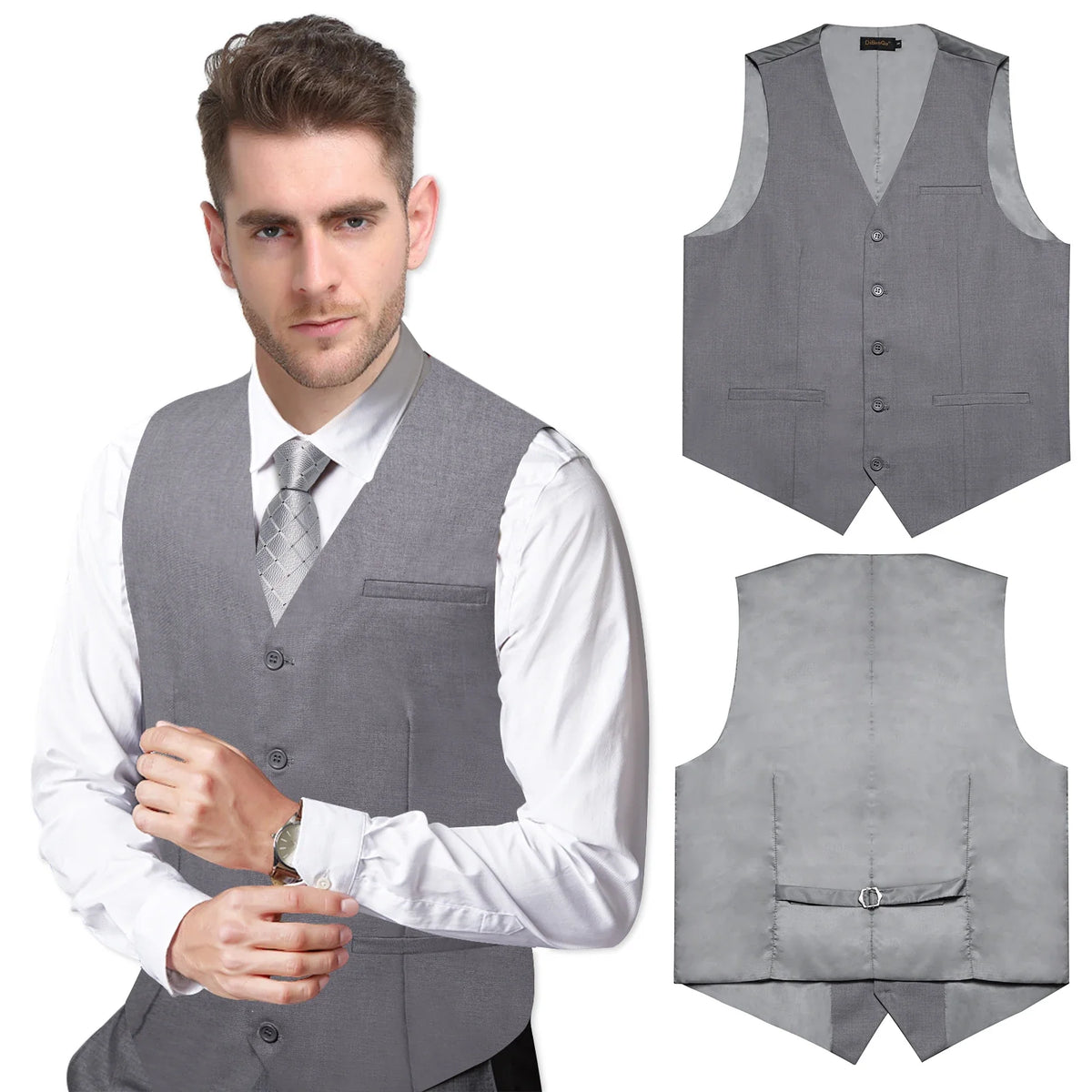 Men's Suit Vest – Solid Formal Waistcoat for Wedding, Party & Business Wear