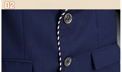 Boys Girls Formal Ceremony Costume Children's Brithish Style School Uniform Kids blue Jacket Pant/Skirt Photography Suit