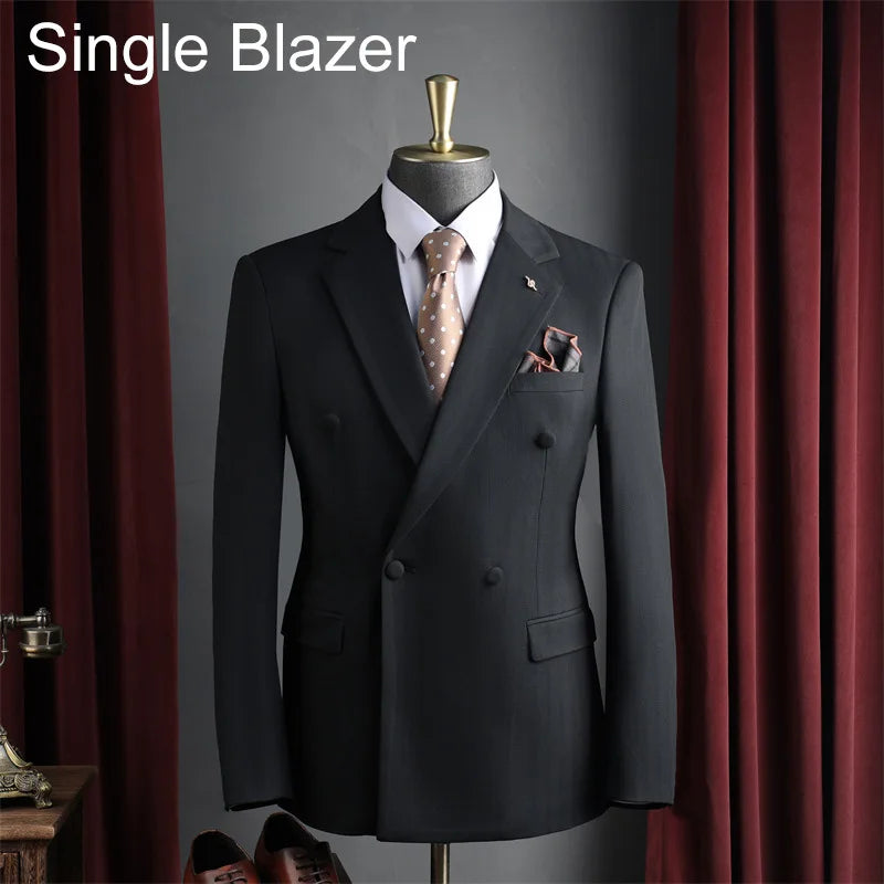 Man Suit Coat Double-breasted Long Sleeve Men Outerwear Slim Simple Solid Long Sleeve Comfortable Wedding Business Male Blazer