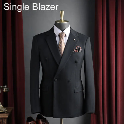 Man Suit Coat Double-breasted Long Sleeve Men Outerwear Slim Simple Solid Long Sleeve Comfortable Wedding Business Male Blazer