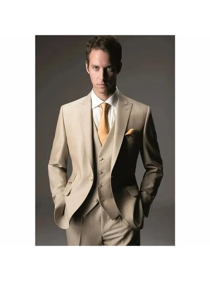 Men Suits Luxury Wedding 3 Piece Jacket Pants Vest Peak Lapel Single Breated High Quality Groom Blazer Formal Occasion Full Set
