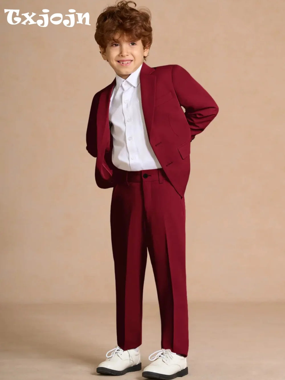 Christmas Boys Chic Suit Set 2 Pieces Party WearNotched Lapel Kids Slim Fit Suits For Birthday New Plus Size Tuxedo 2-20T