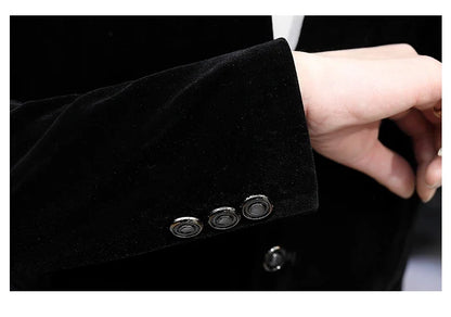 Slim Fit Velvet Yuan Collar Shirt Korean Style Fashion Trend Handsome Canary Boutique Coat New Version Small Yuan Collar Suit