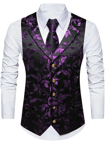 Men's Jacquard Paisley Vest with Bowtie – Formal Wedding & Tuxedo Waistcoat