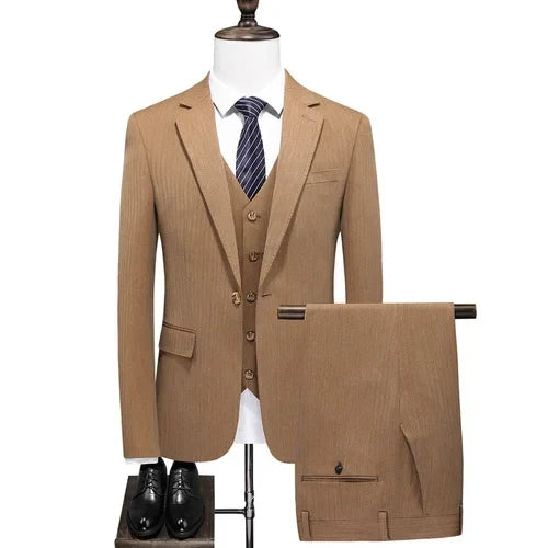 Men's Three-Piece Suit – Double Breasted Slim Fit Formal Suit for Men in Multiple Colors