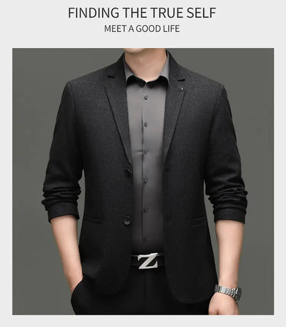 Men's Smart Casual Blazer Single Breasted Dark Pattern Coffee & Grey Spring Autumn