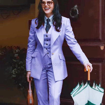 Fashion Single Breasted Women's Suits Blazer Luxury Regular Length 3 Piece Jacket Vest Pants Outfit Formal Lady Clothing Costume