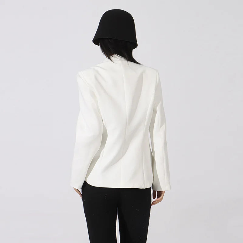 Spring Autumn New Women Blazer V-neck Single Breasted Beaded Flower High-End Slim Fit Elegant Fashion Tide Ins Coat HK16437