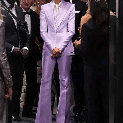 Women's White Satin Tailored Suit Set Slim Fit Jacket+Vest+Pants Formal Three-Piece Outfit for Prom Elegant Evening Party Wear