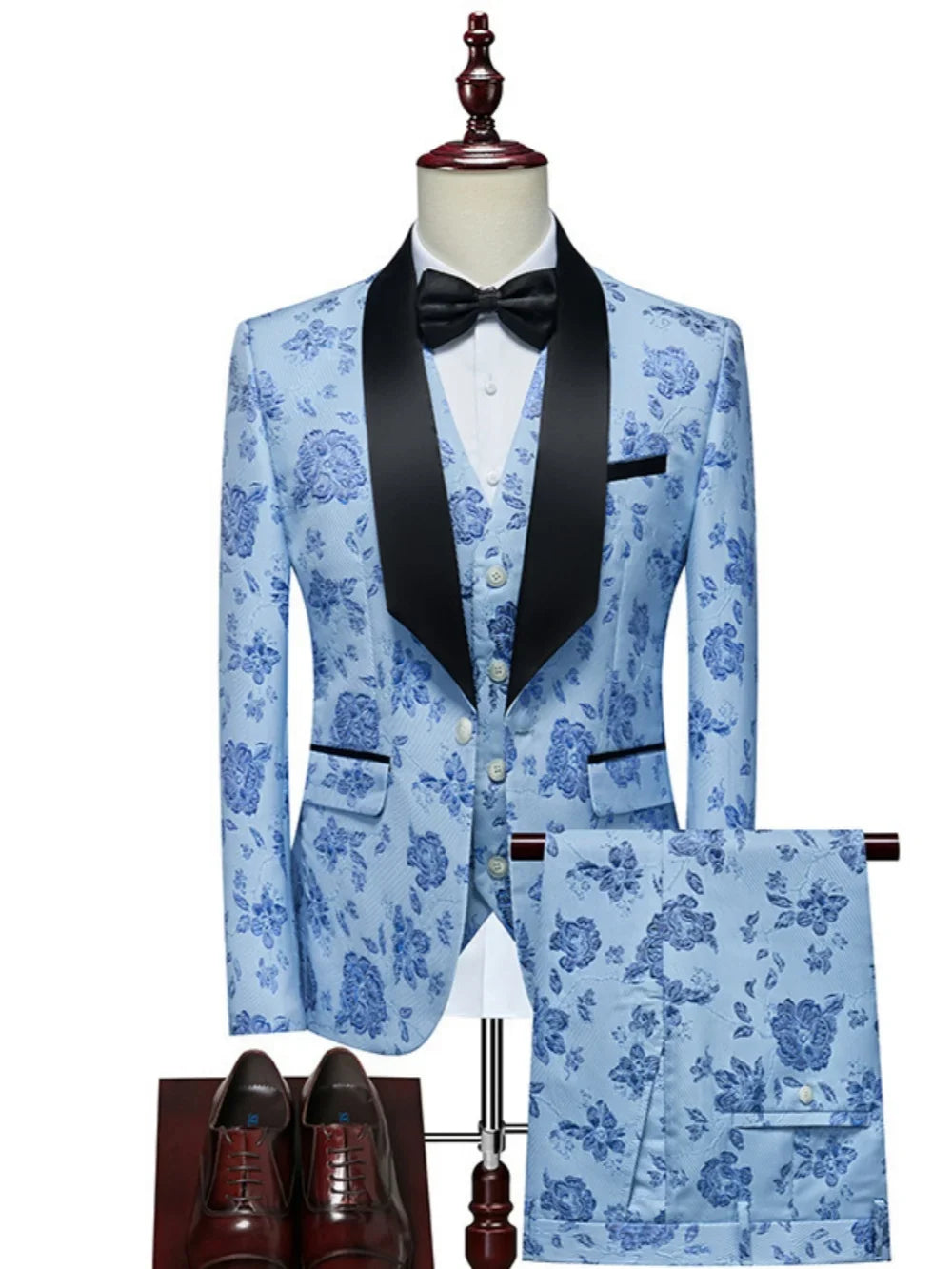 Luxurious Patterned Suit Set 3 Pieces For Men High Quality Man Suits Wedding Groom Sets Plus Size Long Sleeved Tuxedo On Sale