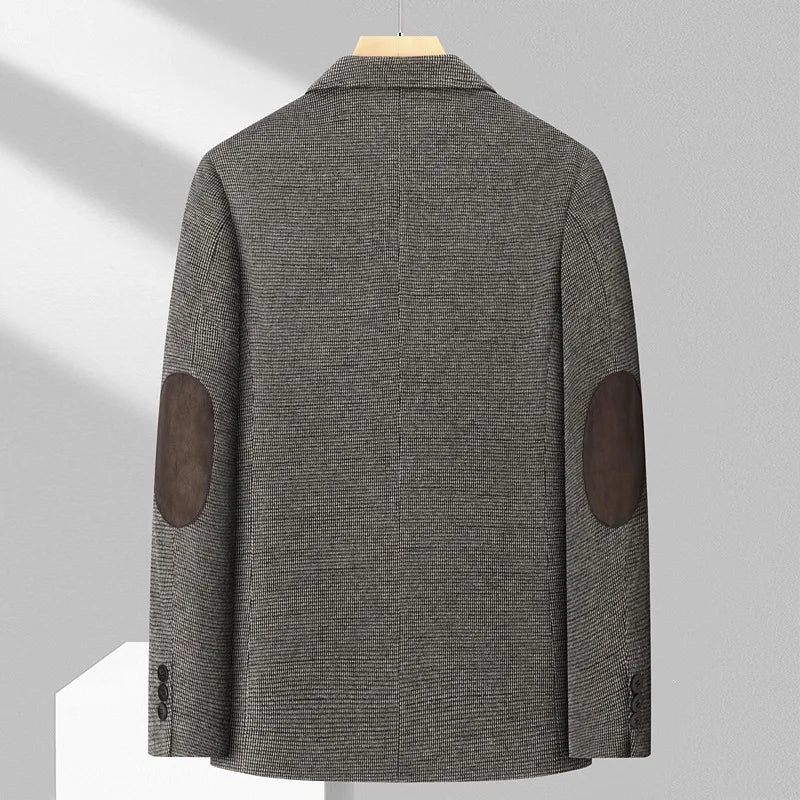 Man Suit Coat Vintage Patchwork Single-breasted Men Blazer Slim Long Sleeve Pocket Male Business Casual Outerwear