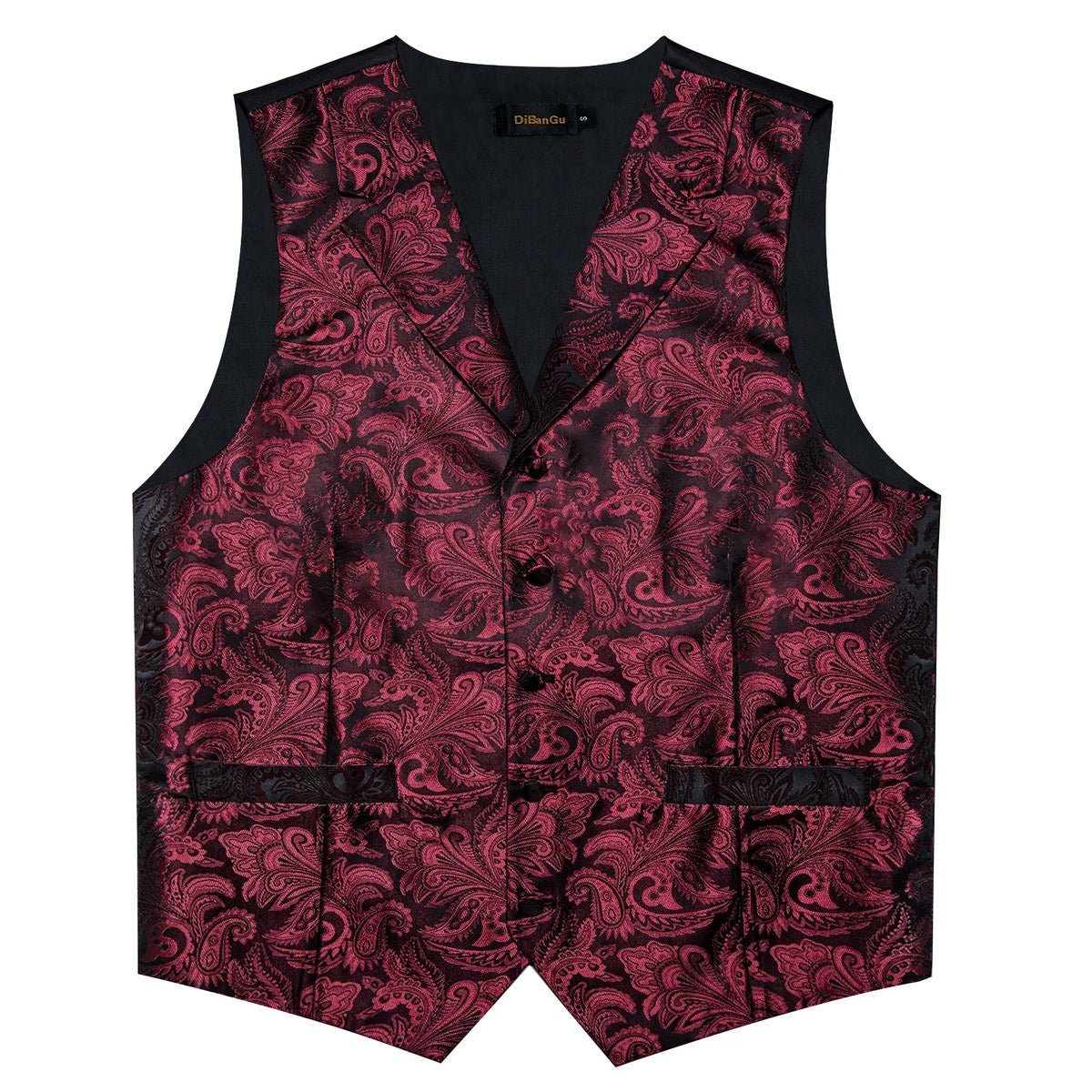 Men's Paisley Suit Vest – Single-Breasted Waistcoat with Tie, Handkerchief & Cufflinks for Weddings & Banquets