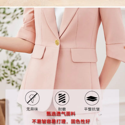 Fashionable professional women's mid-sleeved suit, high-quality two-piece pants + suit jacket, new spring 2026