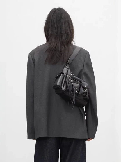 Fashion Women Blazers Loose Casual Design Bow Embossed Office Ladies Suit Jacket Gray Spring Autumn 2026 Female Coat