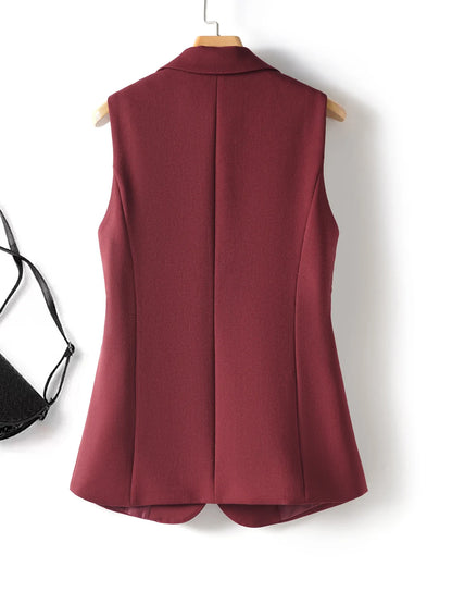 Fashionable Spring and Autumn Sleeveless Suit Vest for Women's Workplace Elegant Versatile Slim Suit Collar Vest Top Jacket
