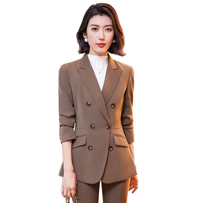 High Quality Fabric Formal Uniform Designs Pantsuits Women Business Work Wear Blazers Trousers Set Autumn Winter Professional