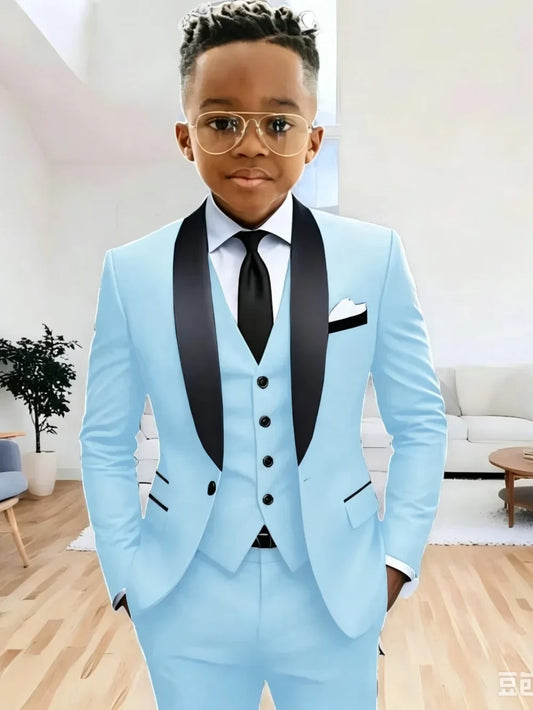 New Arrival Boys Formal Suit Set 3 Pieces Jacket Vest Pants Wedding Tuxedo Kids Shawl Lapel Slim Fit Suits For Birthday 2-20T