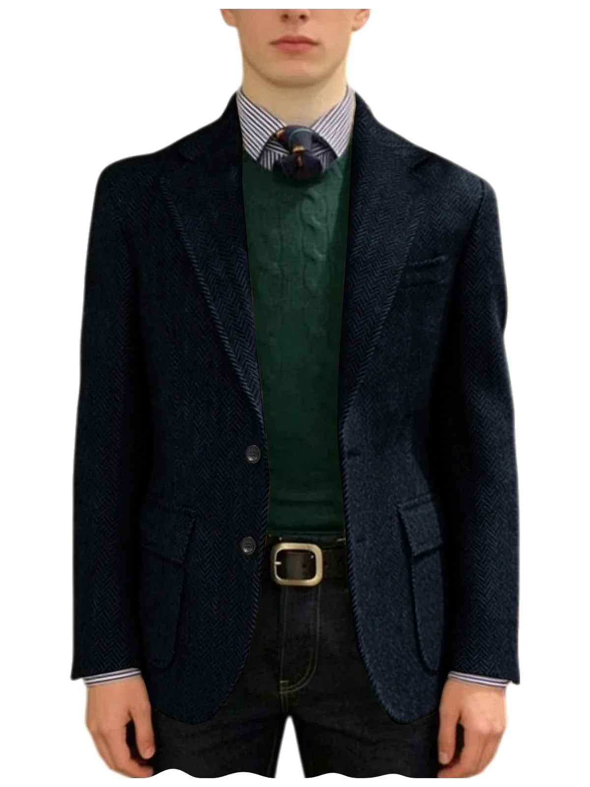 Men's Herringbone Tweed Blazer Classic Fit 2-Button Notch Lapel Flap Pockets Suit Jacket Casual Daily Business Men Sport Coat