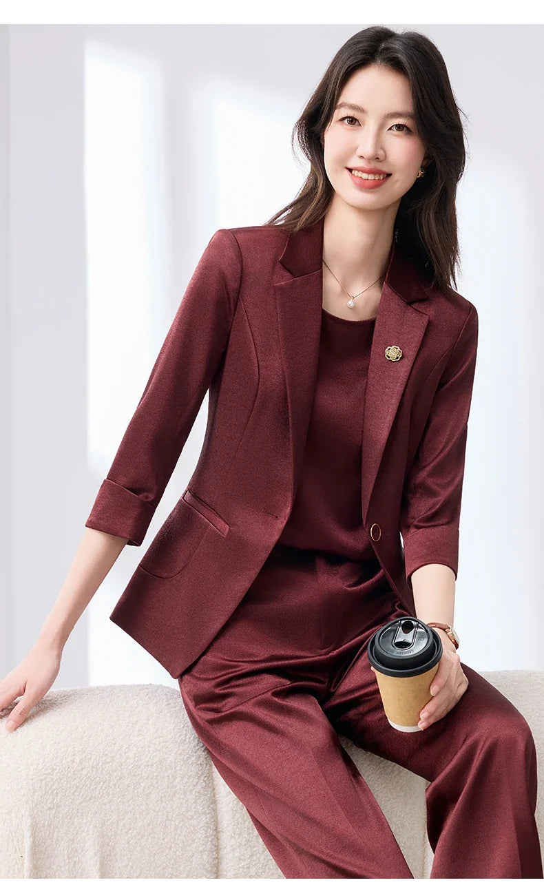 2026 Fashionable Women's Suit Set Slim Elegant Stylish Spring Summer New Arrival Pants Plus Tailored Suit Ensemble