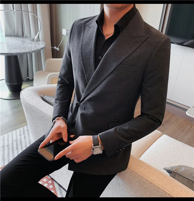 2025 Autumn Chinese Style Suit Jackets Men Lapel Casual Business Blazer Wedding Groom Party Dress Coat Social Banquet Blazers
