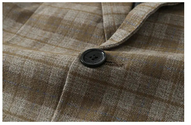 Men's Smart Casual Plaid Blazer – Single Breasted, Slim Fit, Spring Autumn