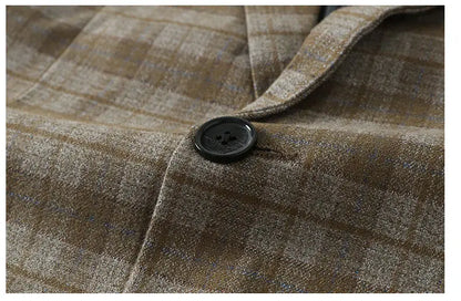 Men's Smart Casual Plaid Blazer – Single Breasted, Slim Fit, Spring Autumn
