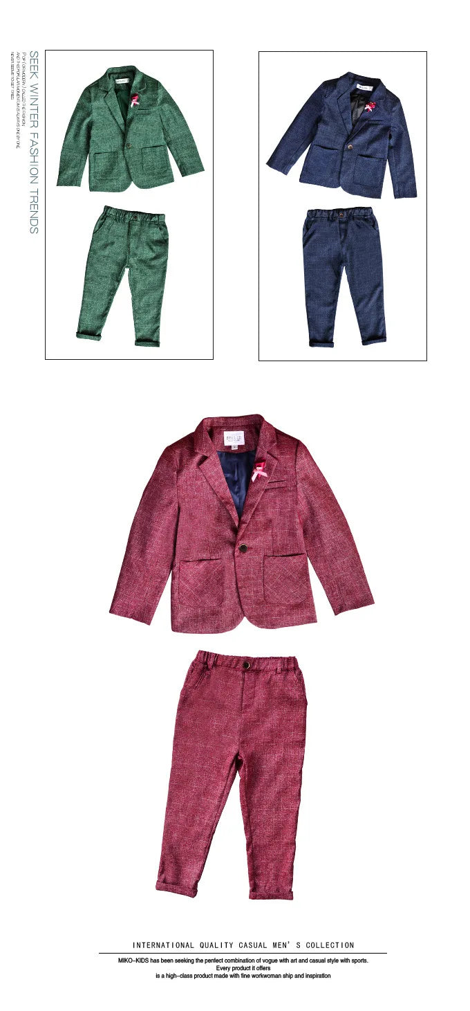 Kids Wedding Ceremony Slim Suit Children Formal Blazers Pants 2Pcs Photography Clothes Good Quality Baby Boys Handsome Suit