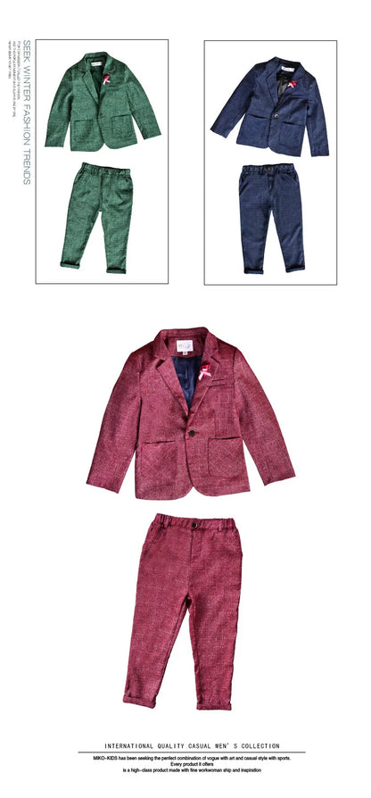 Kids Wedding Ceremony Slim Suit Children Formal Blazers Pants 2Pcs Photography Clothes Good Quality Baby Boys Handsome Suit