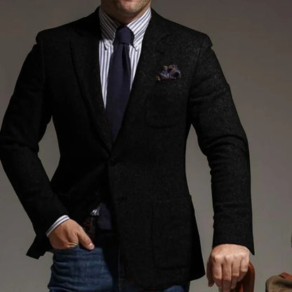 Men's Wool Blend Slim Fit Blazer Single-Breasted Lapel Jacket for Business and Formal Occasions