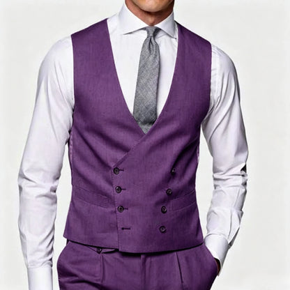 Men's Suit Vest Double Breasted Lapel Waistcoat for Wedding & Business
