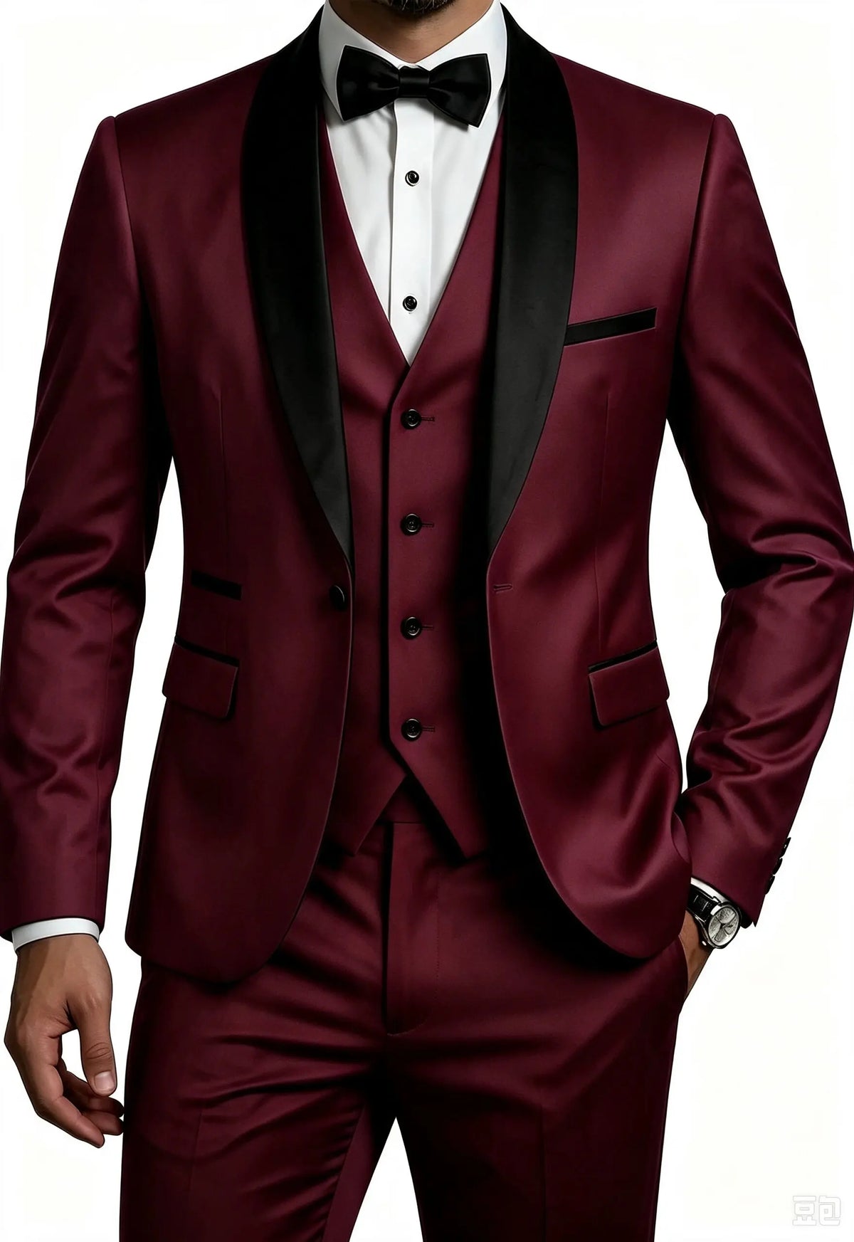 Ensemble de Costume Homme Manteau Gilet Pantalon / Affaires Garçons d'Honneur Mariage Robe Formelle Blazer Pantalon