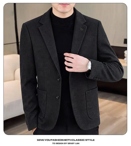 Men's Fashionable Versatile Suit 2026 Autumn Winter New Design Quality Outerwear for Business Casual Wear Trendy All-Match Jacke