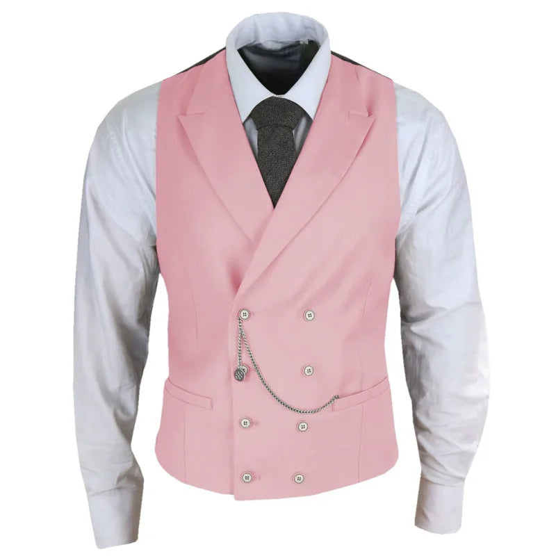 Men's Formal Satin Vest | Double Breasted Waistcoat for Wedding, Banquet & Business