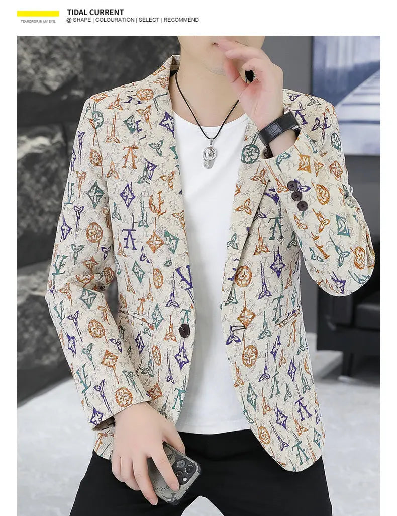 Blazer Men's fashion outdoor travel gentleman wedding Slimming Business versatile Trendy Casual Korean-style formal wear Blazer