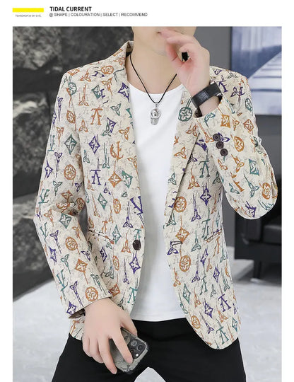 Blazer Men's fashion outdoor travel gentleman wedding Slimming Business versatile Trendy Casual Korean-style formal wear Blazer