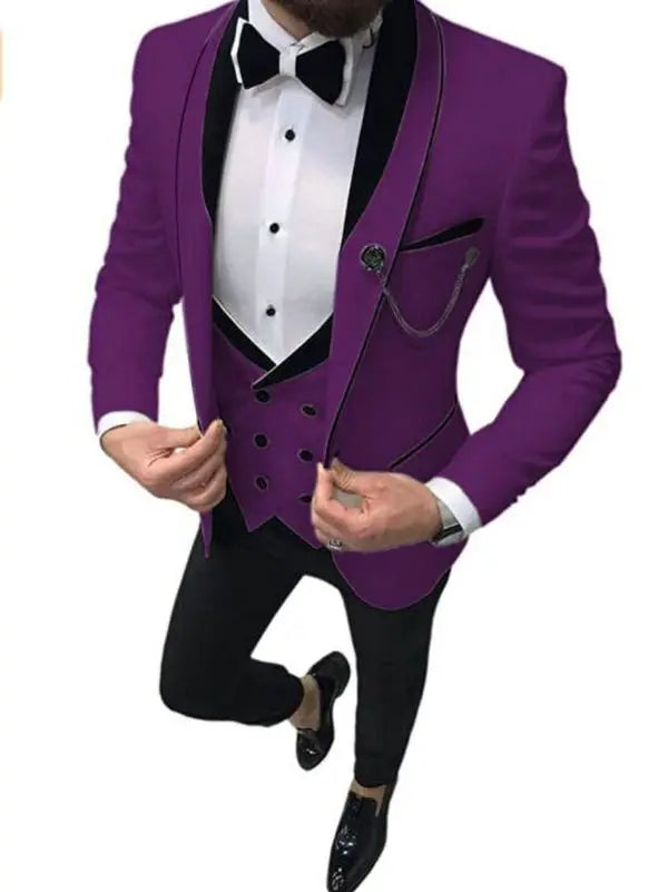Custom Made Navy Blue Wedding Suits For Men Slim Fit Prom Party Suits Groom Tuxedos 3 Pieces Formal Men Suits Jacket+Pants+Vest