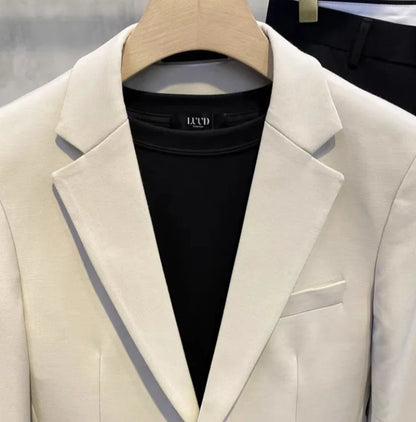 Men's Loose HK Style Plaid Blazer Wrinkle-Free Spring Autumn Casual Jacket