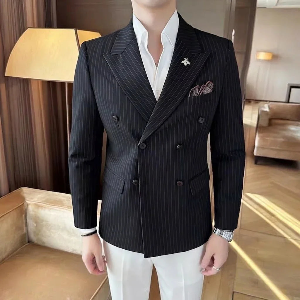 Men's Double Breasted Blazer – Formal Wedding & Business Jacket