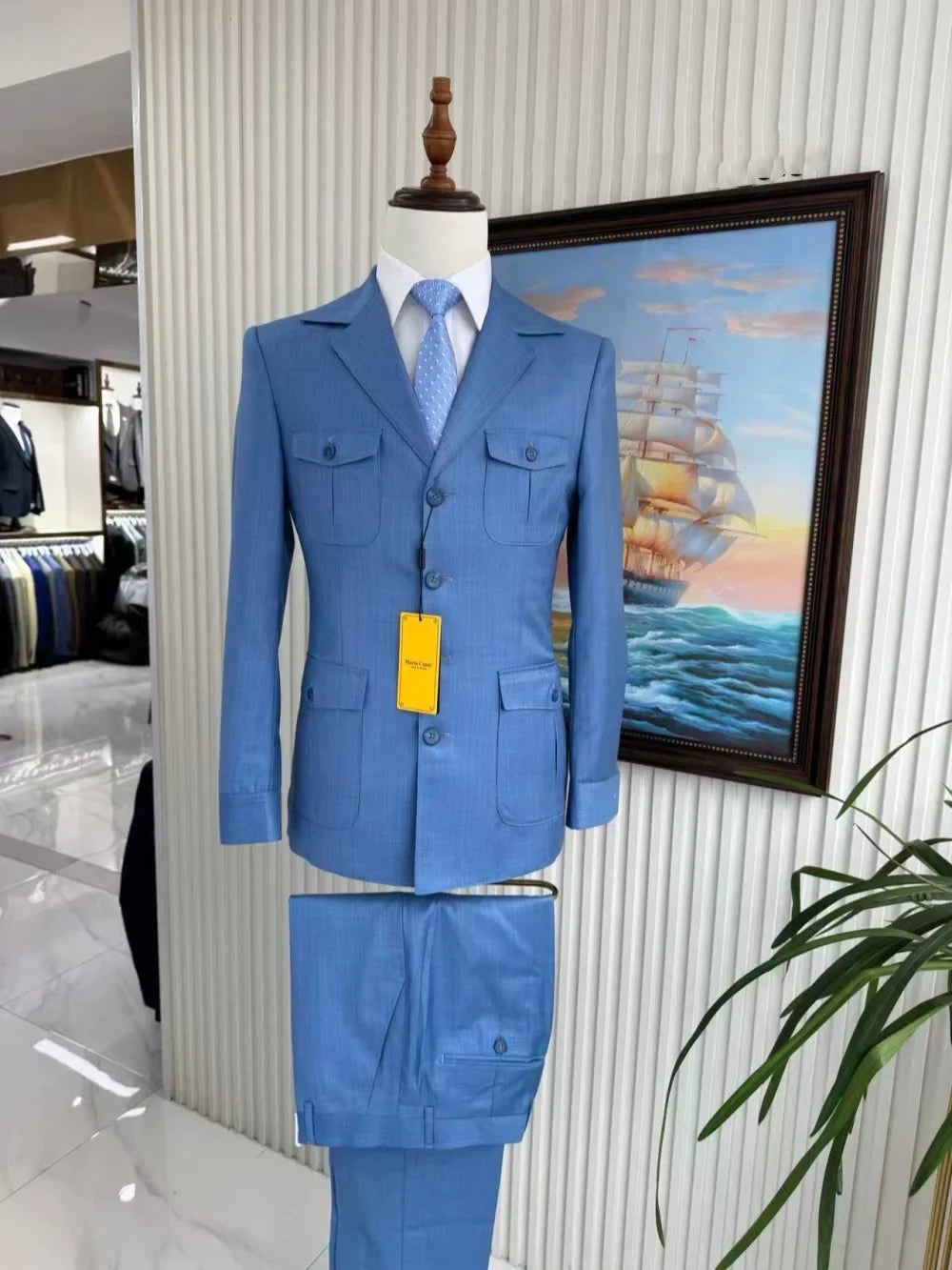 New Men's Formal Business Suit Set 2 Pieces Jacket Pants Notched Lapel Slim Fit Tuxedo For Man Wedding Groom Sets S-3XL