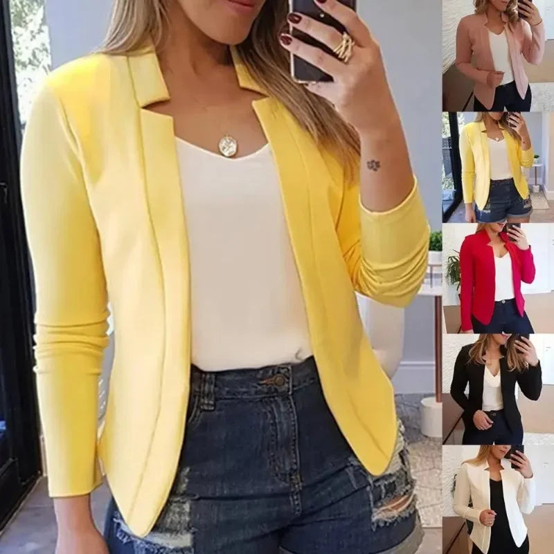 Spring Women Blazer Jacket 2024 Female Long Sleeve Thin Coat Open Stitch Blazer OL Womens Basic Jackets and Coats Femme Tops