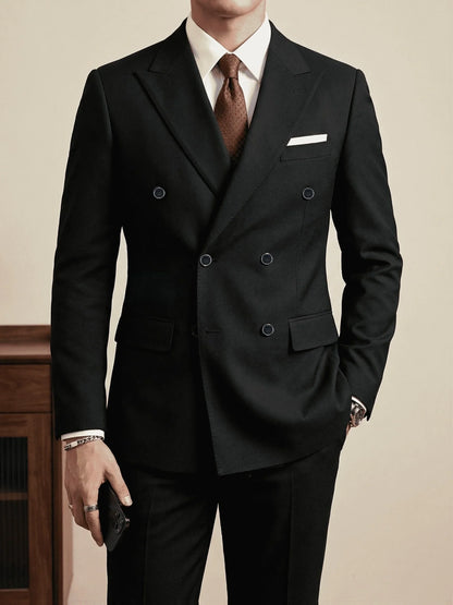 Costume Homme Slim Fit 2 Pièces Croisé, Ensemble Blazer & Pantalon pour Affaires, Mariage, Bal, Tuxedo