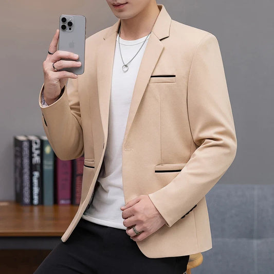 High-quality Suit Spring and Autumn Jacket, Trendy Single Western Men's Wear, New Stylish Suit for Casual Men, Korean-style Slim