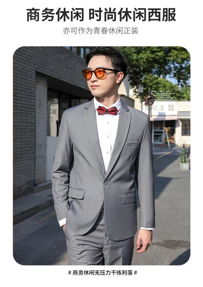 Men's Formal 3-Piece Suit Blazer Vest Trousers Single Breasted Solid Color Wedding Business Wear