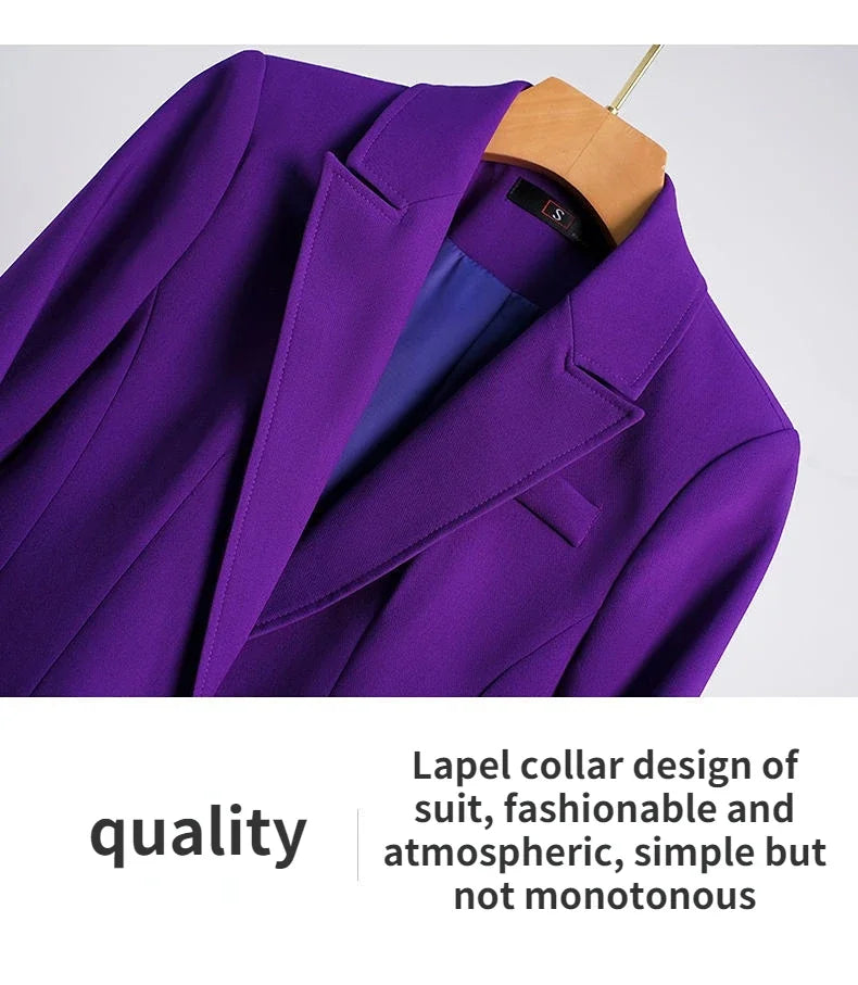 Fashion High-quality Office Suit Purple Jacket and Trousers 2-piece Set 2025 New Waist Suit Temperament Suits for Women HJLZBW