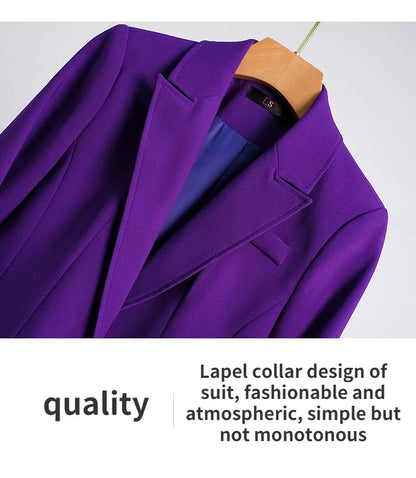 Fashion High-quality Office Suit Purple Jacket and Trousers 2-piece Set 2025 New Waist Suit Temperament Suits for Women HJLZBW