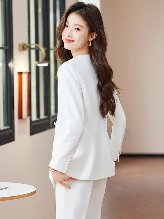 Fashionable business women's suit, high-quality two-piece pants + blazer. Unique temperament, comfortable and stylish