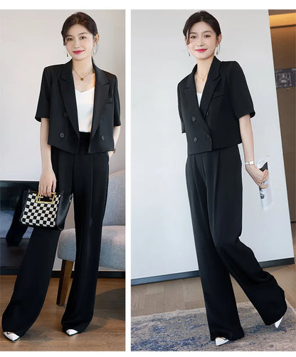 Blazer Short Suit Small Workplace Commuting Temperament Thin Suit Summer Button Suit OL Work Clothes Pant Sets