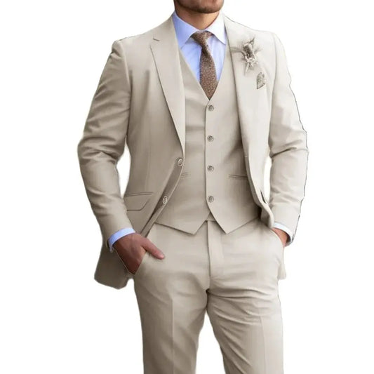 Men's 3-Piece Slim-Fit Suit Set – Blazer, Vest & Trousers for Formal, Business & Wedding