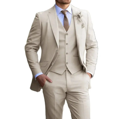 Men's 3-Piece Slim-Fit Suit Set – Blazer, Vest & Trousers for Formal, Business & Wedding