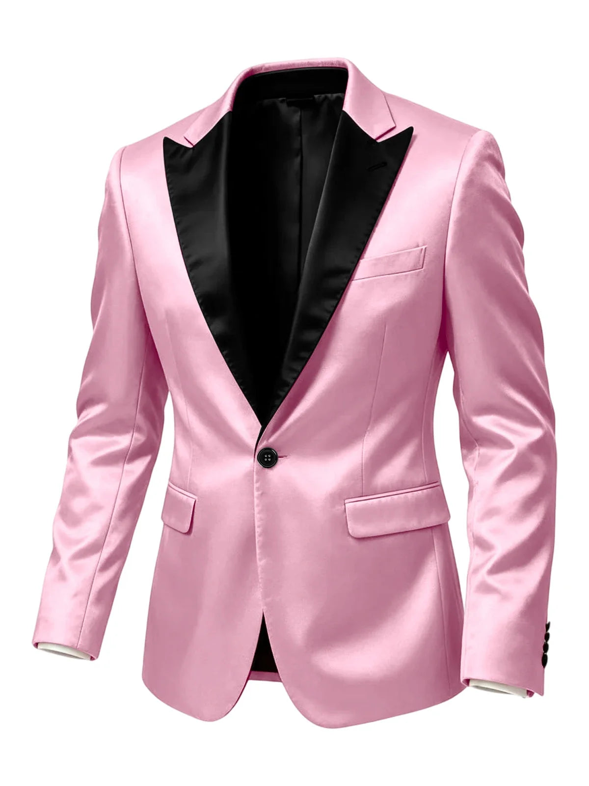 Men'sn Satin Tuxedo Blazer Black Peak Lapel One Button Slim Fit Suit Jacket Formal Business Casual Suit For Wedding Party Prom